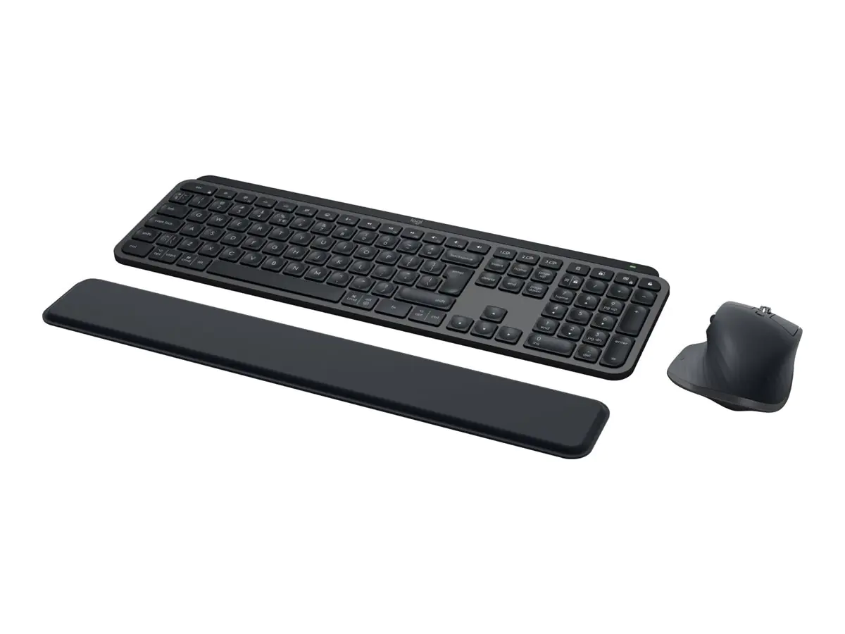 Logitech MX Keys S Combo - Tastatur-und-Maus-Set - hinterleuchtet - kabellos - Bluetooth LE - AZERTY - Französisch - Tastenschalter: Scissor-Key - Graphite - mit Palm Rest