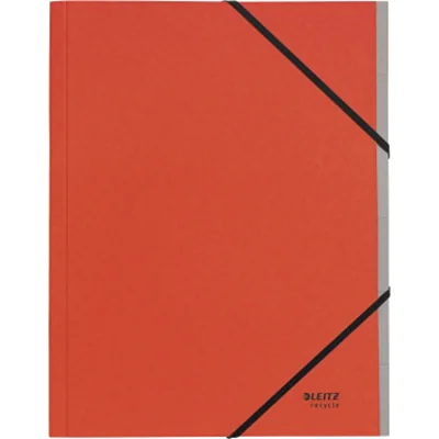 Leitz Ordnungsmappe Recycle DIN A4 275g/m² Karton, 100 % recycelt Farbe: rot Farbe des Fächerblocks: grau 6 Fächer