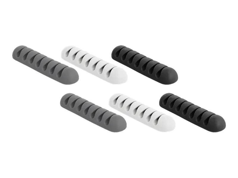 Delock with 7 feed-throughs - Kabelhalter-Kit - Tisch montierbar, Oberfläche montierbar, geeignet für Wandmontage - Grau, Schwarz, weiß