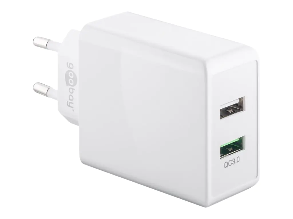 goobay - Netzteil - 28 Watt - 2 A - QC 3.0 - 2 Ausgabeanschlussstellen (USB) - weiß