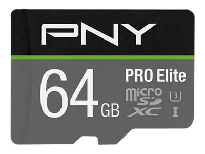 PNY PRO Elite - Flash-Speicherkarte (microSDXC-an-SD-Adapter inbegriffen) - 64 GB - A1 / Video Class V30 / UHS-I U3 / Class10 - microSDXC UHS-I PNY PRO Elite - Flash-Speicherkarte (microSDXC-an-SD-Adapter inbegriffen) - 64 GB - A1 / Video Class V30 / UHS-I U3 / Class10 - microSDXC UHS-I