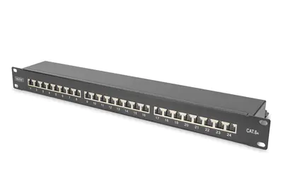 Digitus Professional DN-91624S-EA-B - Patch Panel - CAT 6a - STP - RJ-45 X 24 - Schwarz, RAL 9005 - 1U - 48.3 cm (19")