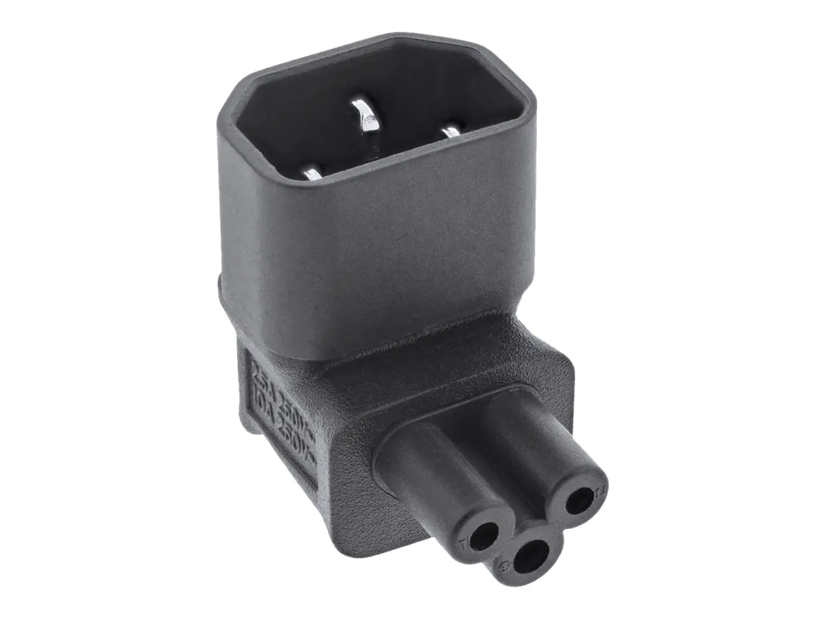 InLine - Adapter für Power Connector - IEC 60320 C14 nach oben angewinkelt zu IEC 60320 C5 nach unten abgewinkelt - 2.5 A - Schwarz