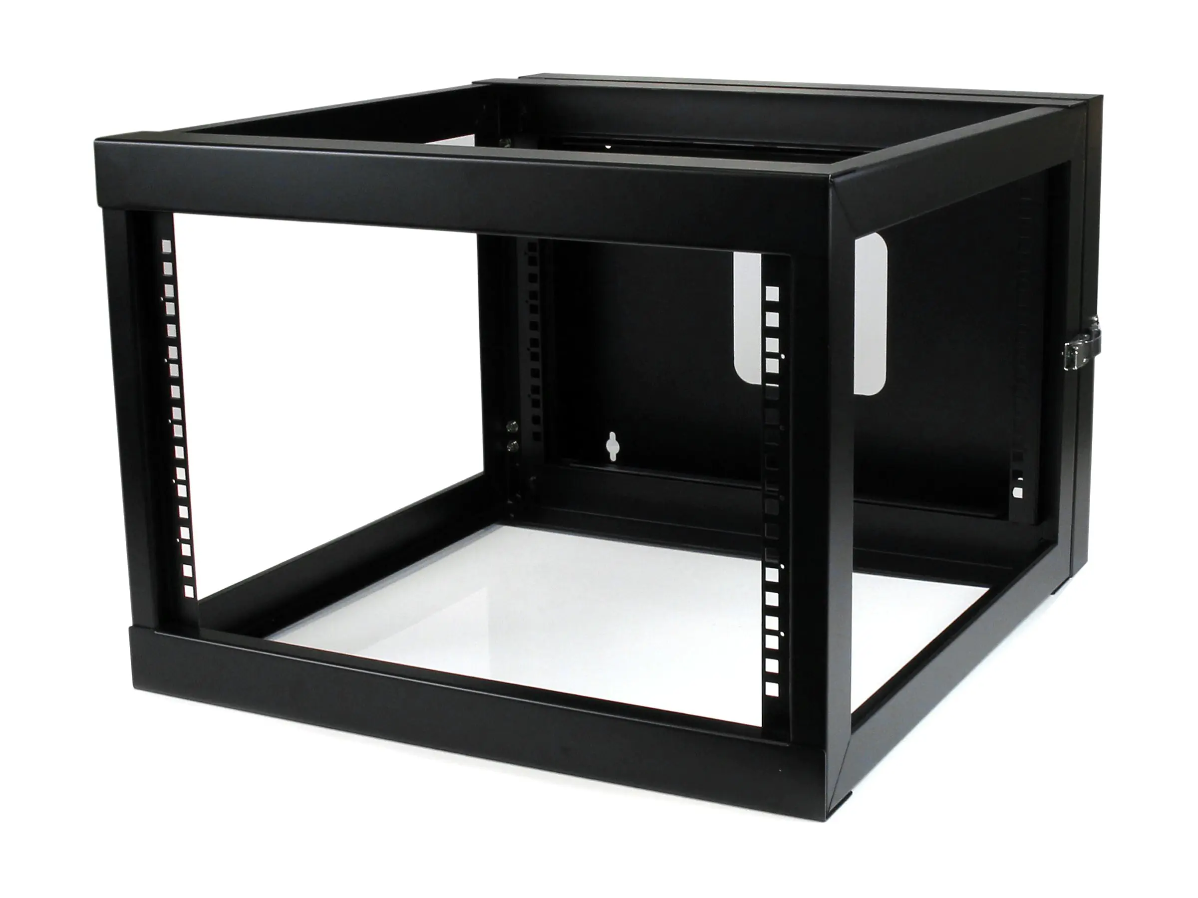 StarTech.com RK619WALLOH Serverschrank (6HE, zur Wandmontage, mit Scharnier, 56cm tief, open frame, 4 Post, Netzwerkschrank) - Schrank - geeignet für Wandmontage - Schwarz - 6U - 55.9 cm (22")