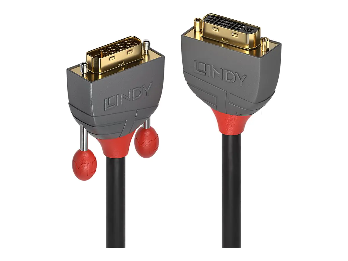 Lindy Anthra Line - DVI-Verlängerungskabel - Dual Link - DVI-D (M) zu DVI-D (W) - 2 m - Daumenschrauben - Schwarz