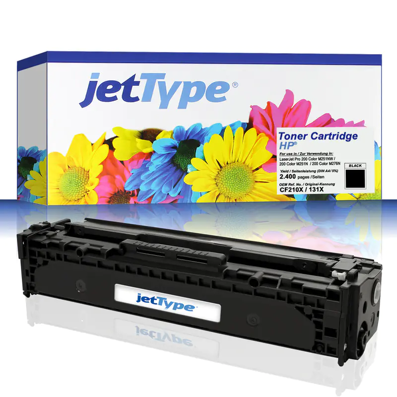 jetType Toner kompatibel zu HP CF210X 131x schwarz 2.400 Seiten Große Füllmenge 1 Stück jetType Toner kompatibel zu HP CF210X 131x schwarz 2.400 Seiten Große Füllmenge 1 Stück