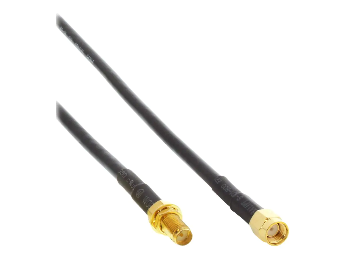 InLine WLAN Cable - Antennenkabel - R-SMA (M) zu R-SMA (W) - 3 m - RG-58 - Schwarz