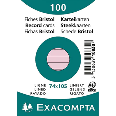 Exacompta Karteikarte 10830SE DIN A7 liniert rosa 100 St./Pack. Exacompta Karteikarte 10830SE DIN A7 liniert rosa 100 St./Pack.