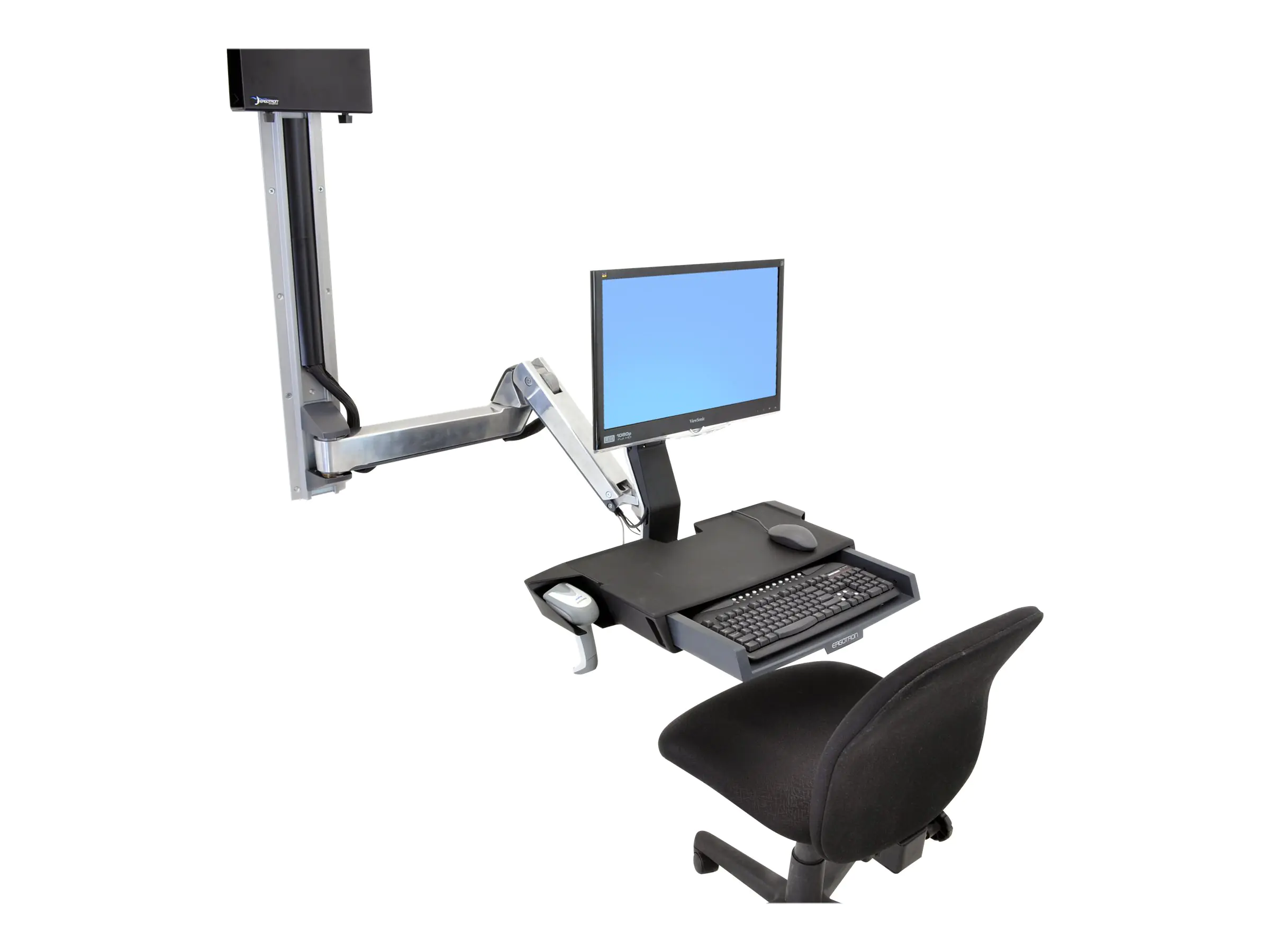 Ergotron Sit-Stand Combo Extender - Montagekomponente (Verlängerungsarm, Wandschienenhalterung, Armabdeckung, Befestigungsmaterialien) 45-261-026