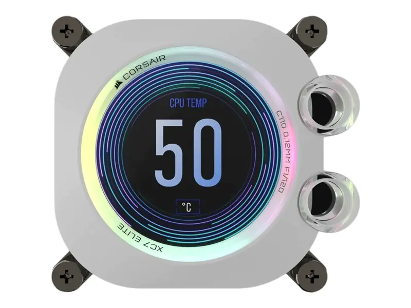 CORSAIR iCUE XC7 RGB ELITE LCD - Flüssigkühlsystem für CPU im Waterblock-Design - (für: AM4, LGA1700, AM5) - Nickelbeschichtete Kupferbasis - weiß