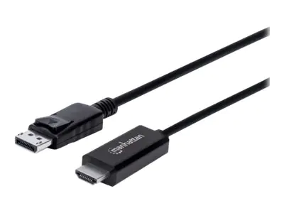 Manhattan DisplayPort 1.2 to HDMI Cable, 4K@60Hz, 3m, Male to Male, DP With Latch, Black, Not Bi-Directional, Three Year Warranty, Polybag - Adapterkabel - DisplayPort männlich zu HDMI männlich - 3 m - Schwarz - geformt, 4K Unterstützung