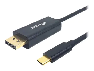 Equip - Adapterkabel - 24 pin USB-C (M) zu DisplayPort (M) - Displayport 1.2/Thunderbolt 3 - 3 m - unterstützt 4K 60 Hz (3840 x 2160), unterstützt 2K 144 Hz (2560 x 1440), unterstützt 1080 Pixel 240 Hz (1920 x 1200) - Schwarz