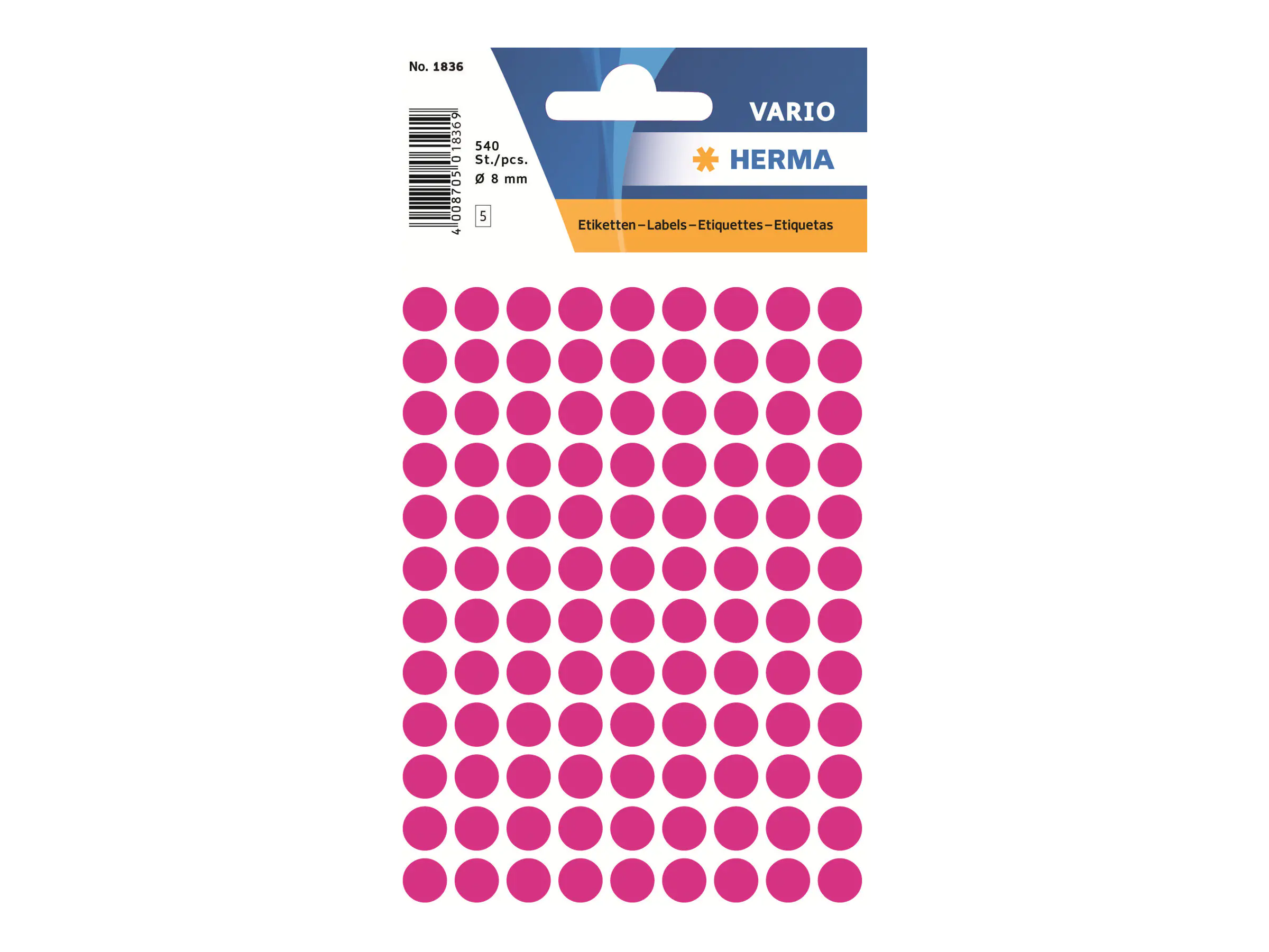 HERMA Markierungspunkt VARIO 8mm Papier pink 540 Etik./Pack.