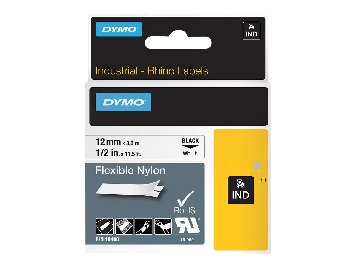 DYMO Schriftbandkassette Rhino ID1 18488 12mmx3,5m sw auf ws