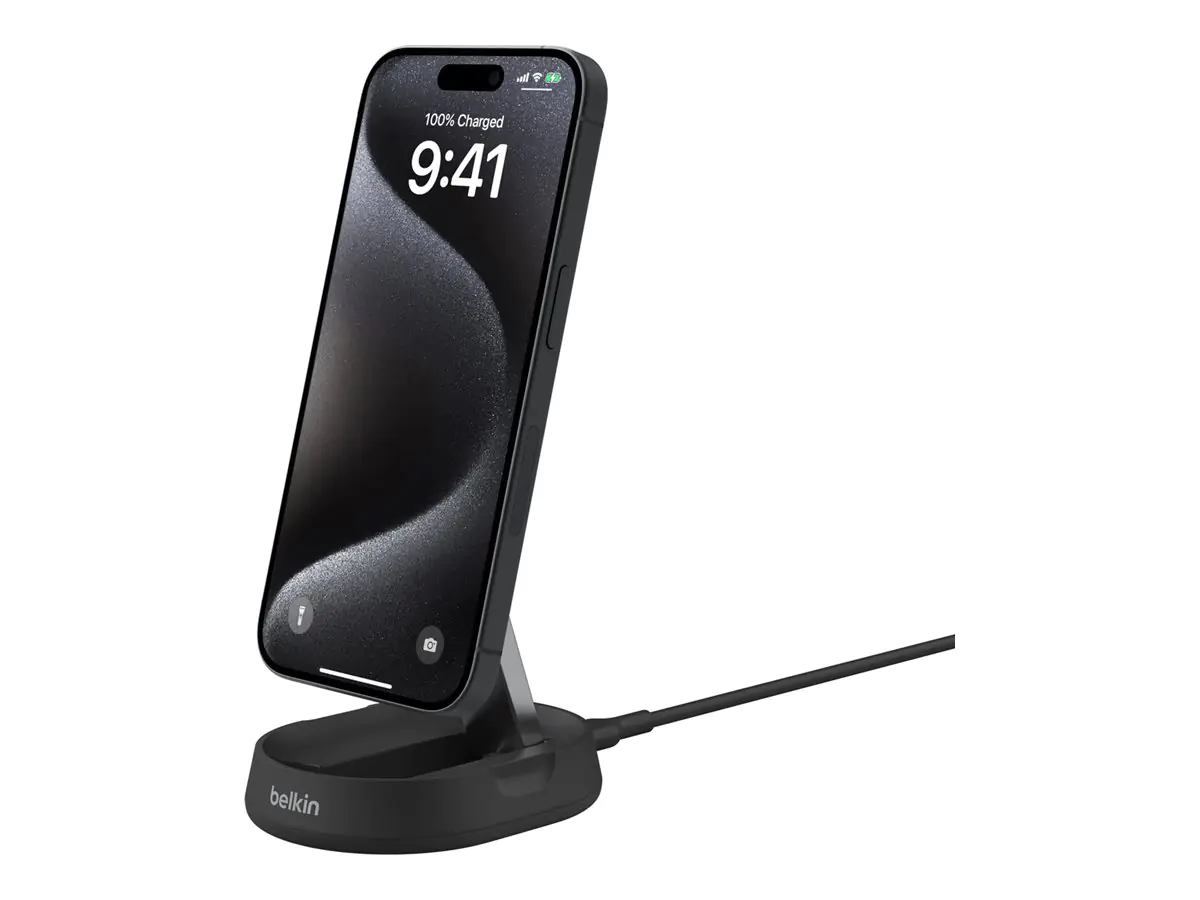 Belkin BoostCharge Pro - Kabelloses Ladegerät - magnetisch + AC-Netzteil - 15 Watt - Schwarz Belkin BoostCharge Pro - Kabelloses Ladegerät - magnetisch + AC-Netzteil - 15 Watt - Schwarz