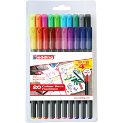 edding Fasermaler 1200 colourpen neon 1mm farbig sortiert nicht auswaschbar 16+4 St./Pack. edding Fasermaler 1200 colourpen neon 1mm farbig sortiert nicht auswaschbar 16+4 St./Pack.