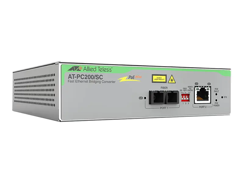 Allied Telesis AT PC200/SC - Medienkonverter - 100Mb LAN - 10Base-T, 100Base-FX, 100Base-TX, 100Base-SC - SC / RJ-45 - 1310 nm - TAA-konform