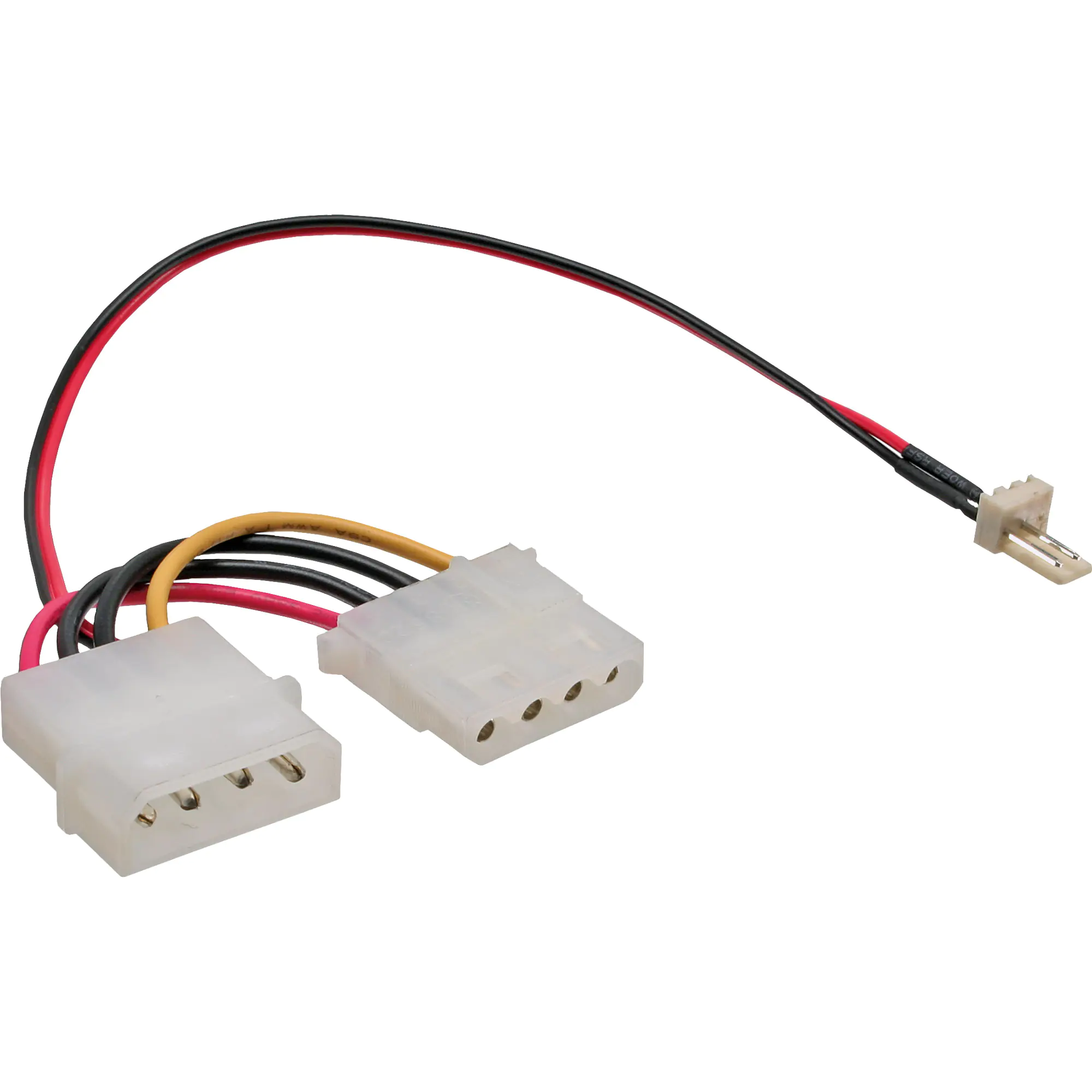 InLine Lüfter Adapterkabel - 3pol Lüfter an 4pol Netzteil 12V - 0,3m 33344A