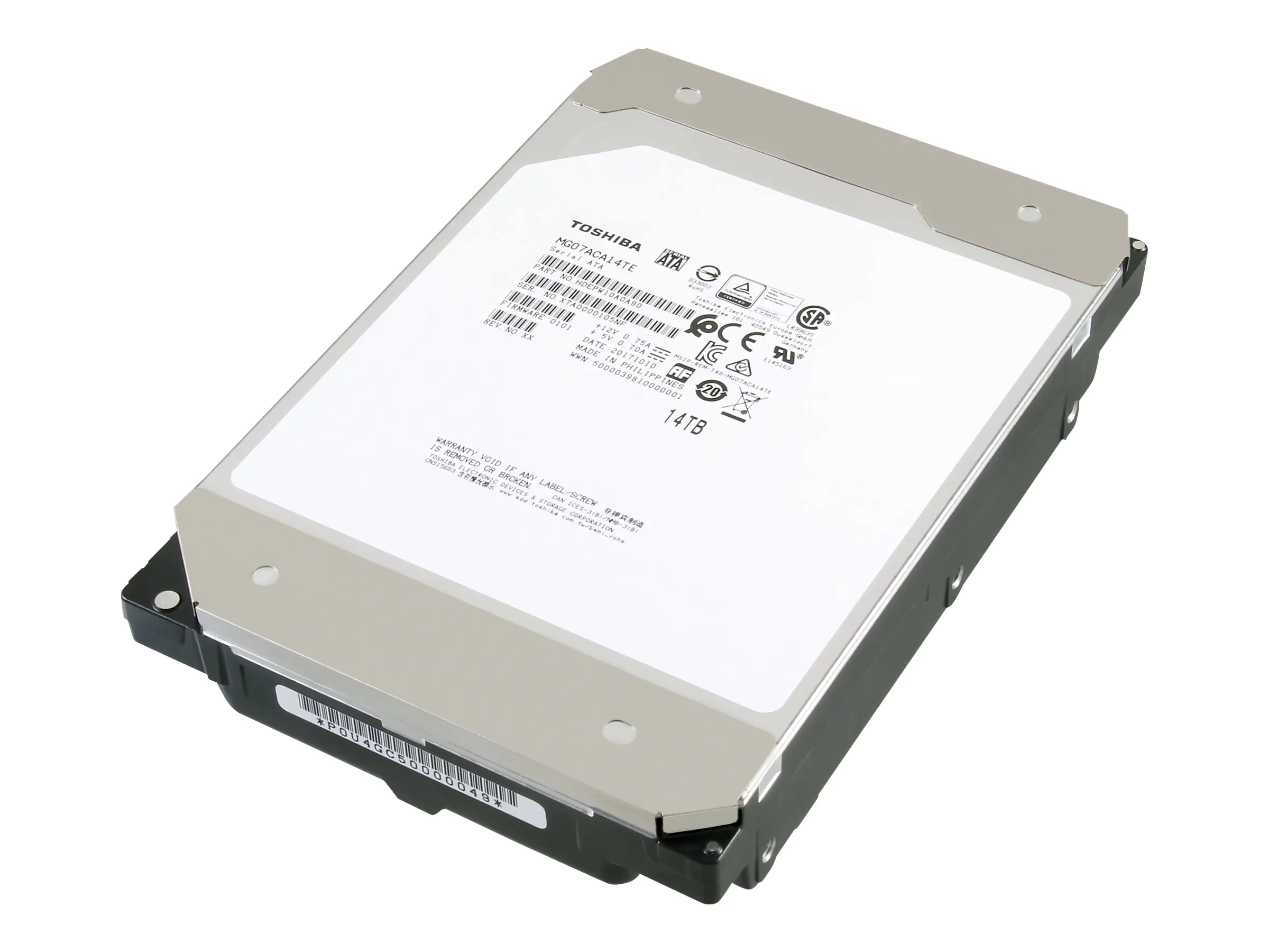 Toshiba Enterprise Capacity MG07ACAxxx Series MG07ACA14TE - Festplatte - 14 TB - intern - 3.5" (8.9 cm) - SATA 6Gb/s - nearline - 7200 rpm - Puffer: 256 MB