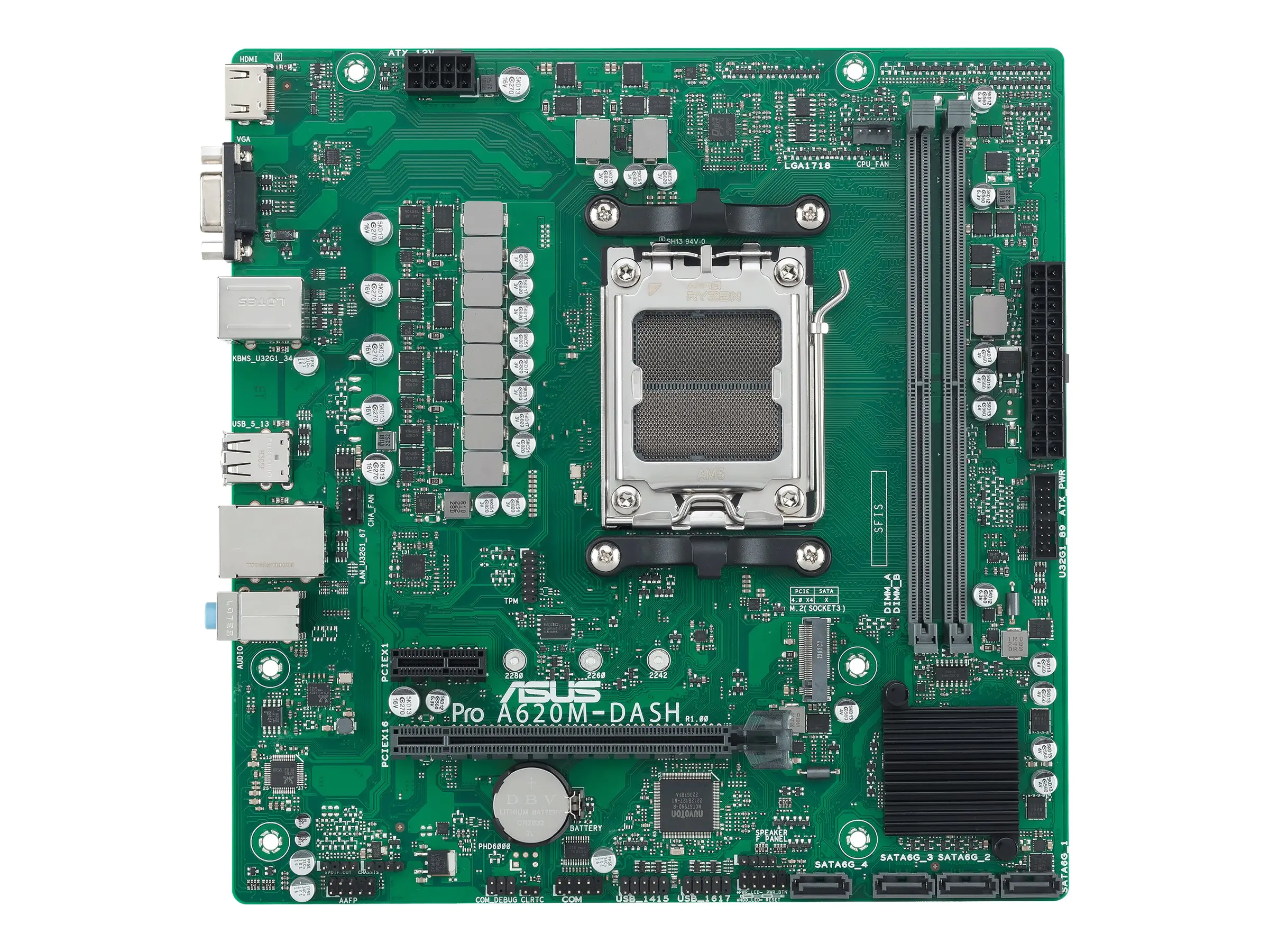 ASUS A620M-DASH-CSM - Motherboard - micro ATX - Socket AM5 - AMD A620 Chipsatz - USB 3.2 Gen 1 - Gigabit LAN - Onboard-Grafik (CPU erforderlich) 90MB1GD0-M0EAYC