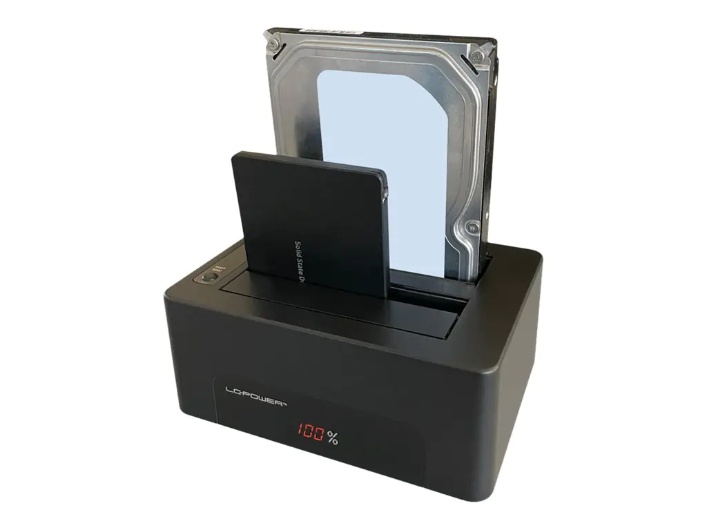 LC Power LC-DOCK-U3-V - HDD-Dockingstation mit Netzanzeige, Ein/Aus-Schalter Schächte: 1 - 2,5" / 3,5" gemeinsam genutzt (6,4 cm/8,9 cm gemeinsam genutzt) - SATA - USB 3.1 (Gen 2) - Schwarz