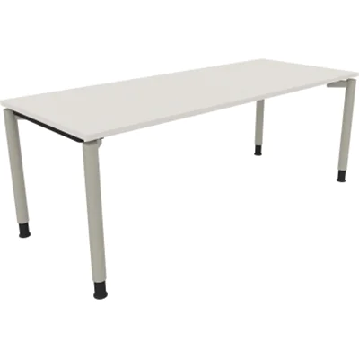 Schreibtisch Vierfuß Rundrohr B2000xT800xH680-820 si/Weiß