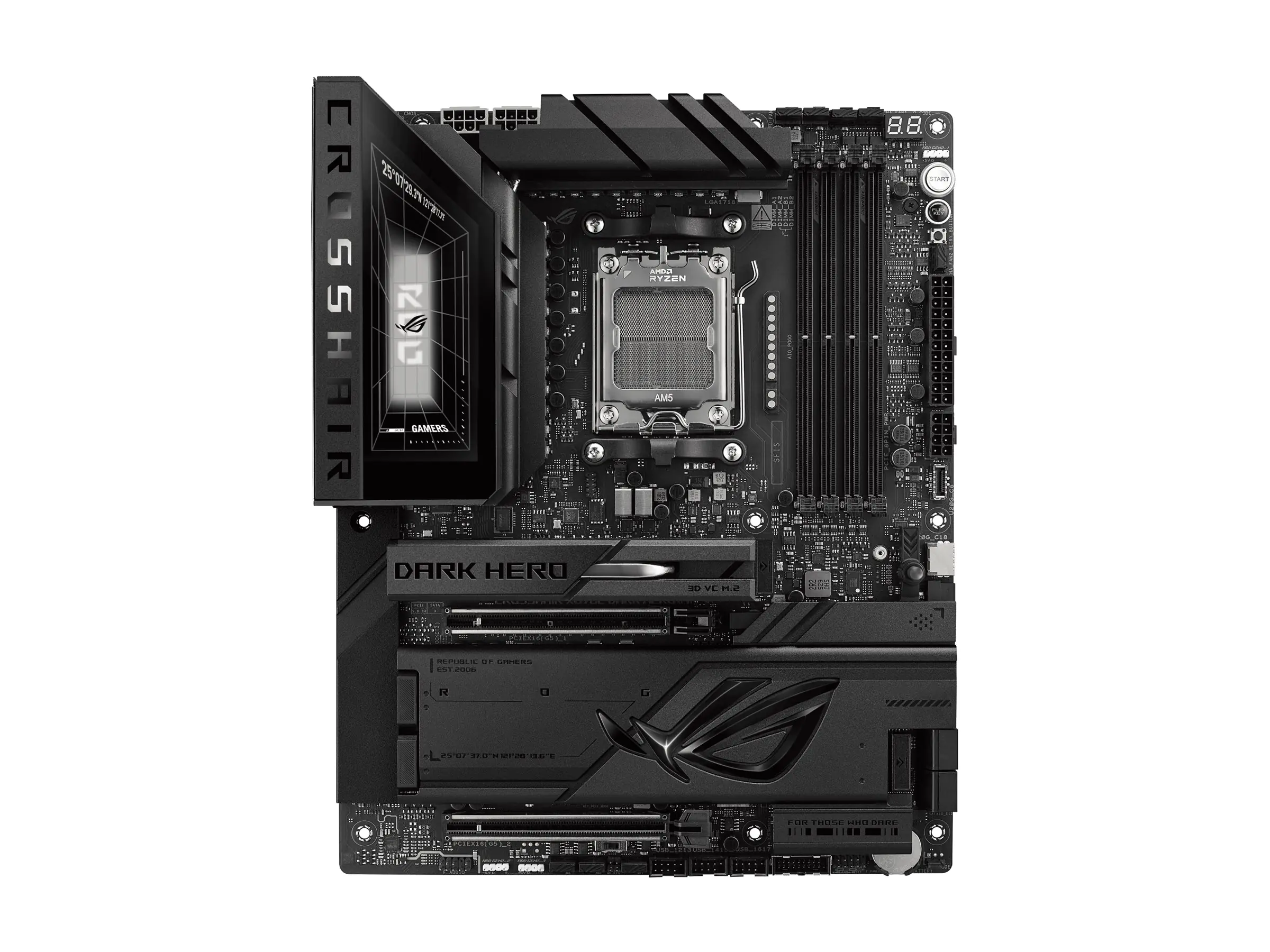 ASUS ROG CROSSHAIR X870E DARK HERO - Motherboard - ATX - Socket AM5 - AMD X870E Chipsatz - USB4, USB-C 3.2 Gen2, USB 3.2 Gen 2, USB 3.2 Gen 1, USB-C 3.2 Gen 2x2 - 10 Gigabit LAN, 5 Gigabit Ethernet, Wi-Fi 7, Bluetooth - Onboard-Grafik (CPU