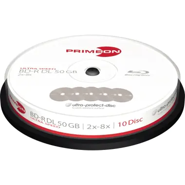 Primeon ultra-protect-disc - 10 x BD-R DL - 50 GB 2x - 8x - Beschriftungsetiketten - Silber - Spindel