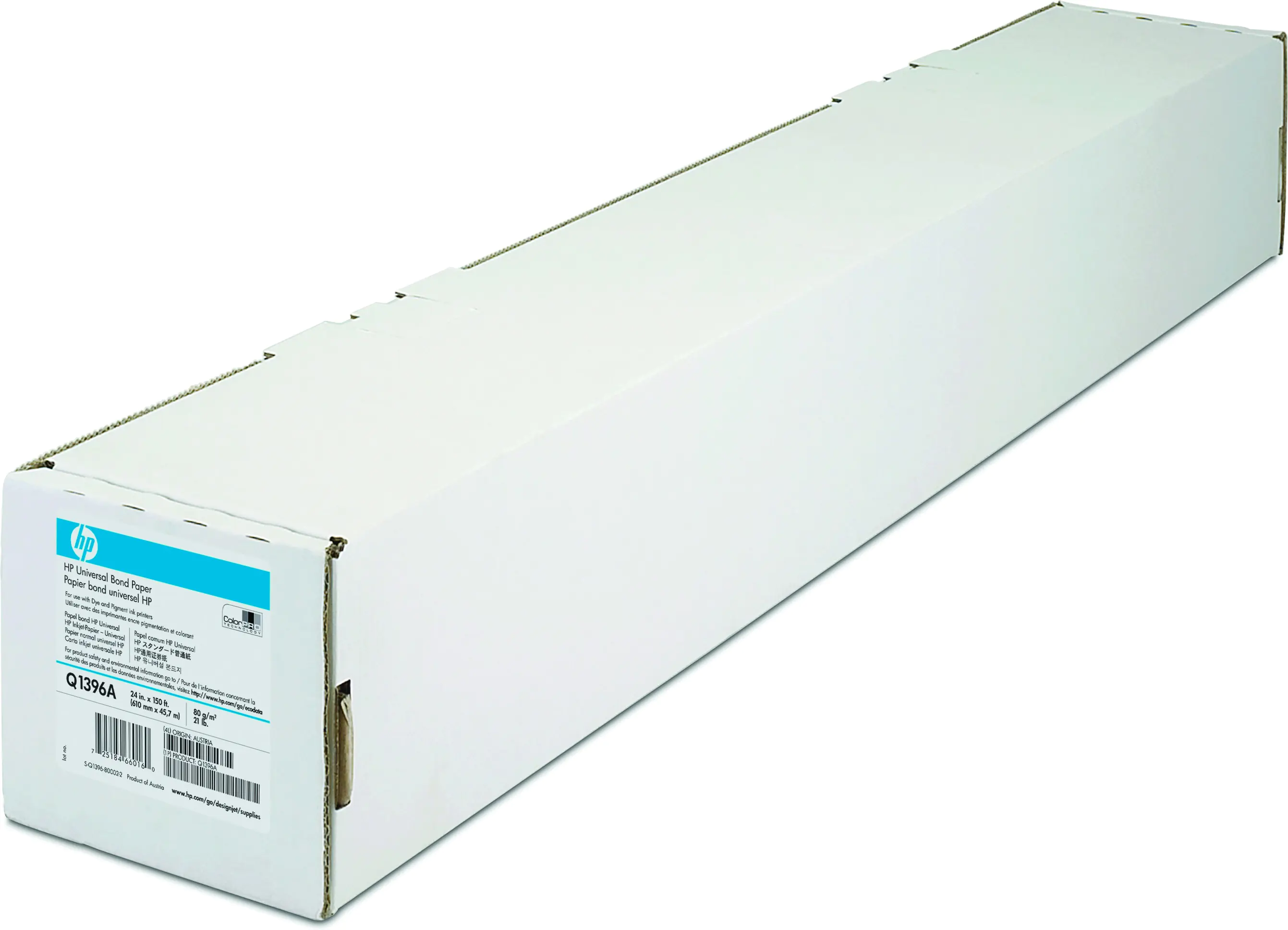 HP LFP-Papier Q1396A 24" (610 mm) 45,7 m 80 g/m² für Tintenstrahldrucker 1 Rolle HP LFP-Papier Q1396A 24" (610 mm) 45,7 m 80 g/m² für Tintenstrahldrucker 1 Rolle