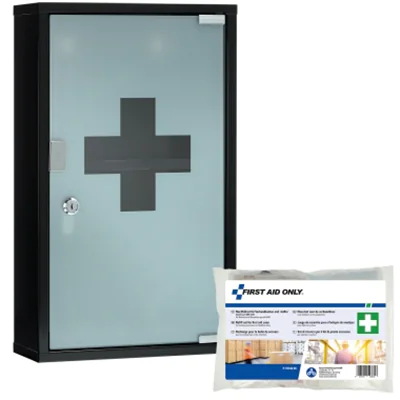 FIRST AID ONLY Verbandschrank gefüllt DIN 13169 Metall, lackiert schwarz