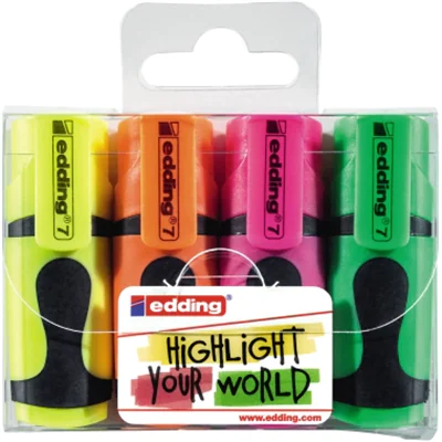 edding Textmarker 7 mini highlighter 1-3mm farbig sortiert Keilspitze 4 St./Pack. edding Textmarker 7 mini highlighter 1-3mm farbig sortiert Keilspitze 4 St./Pack.