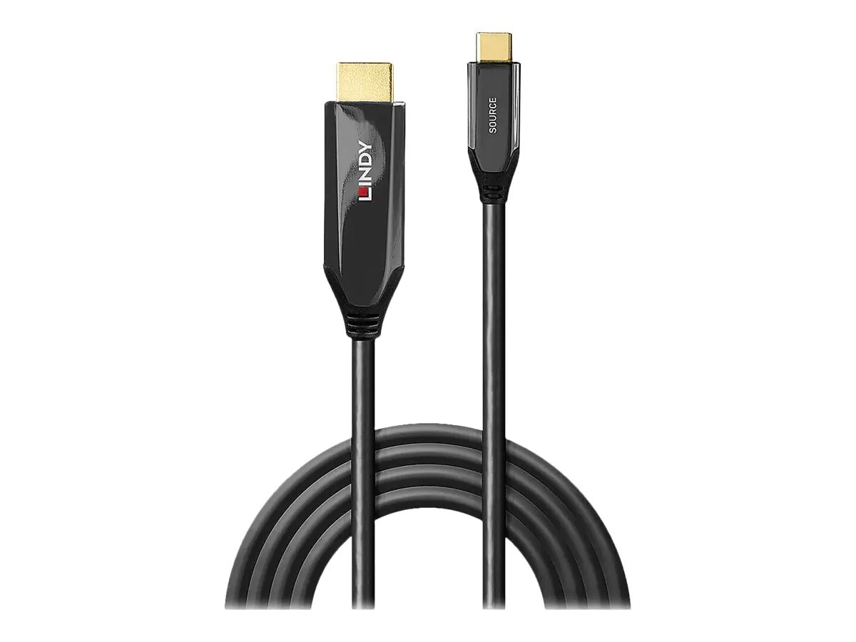 Lindy - Adapterkabel - 24 pin USB-C männlich zu HDMI männlich - 2 m - abgeschirmt - Schwarz - rund, unterstützt 8K 60 Hz (7680 x 4320)
