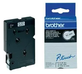 Brother TC201A - Schwarz auf Weiß - Rolle (1,2 cm x 7,7 m) 10 Kassette(n) laminiertes Band - für P-Touch PT-2000, PT-3000, PT-500, PT-5000, PT-8E