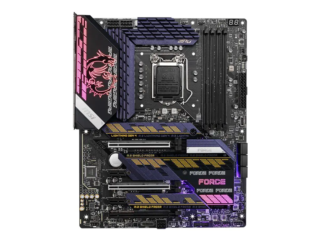 MSI MPG Z590 GAMING FORCE - Motherboard - ATX - LGA1200-Sockel - Z590 Chipsatz - USB-C Gen2, USB 3.2 Gen 1, USB 3.2 Gen 2, USB-C Gen 2x2 - 2.5 Gigabit LAN - Onboard-Grafik (CPU erforderlich) - HD Audio (8-Kanal)