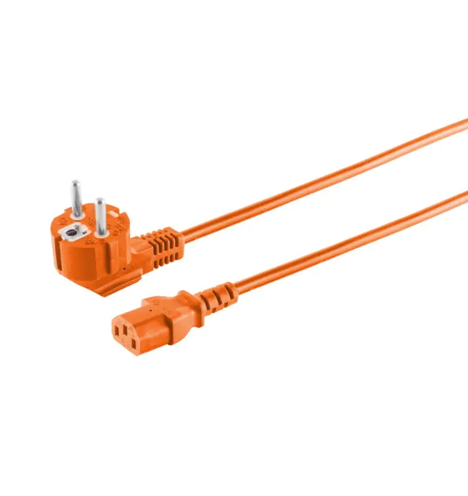 Bayko Netzanschlusskabel VDE Schutzkontaktstecker 90° auf C13, orange, 1,8m