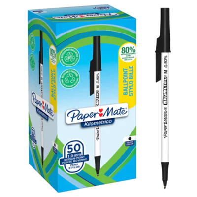 Paper Mate Kugelschreiber Kilometrico 1mm M schwarz Farbe des Schaftes: weiß 50 St./Pack. Paper Mate Kugelschreiber Kilometrico 1mm M schwarz Farbe des Schaftes: weiß 50 St./Pack.