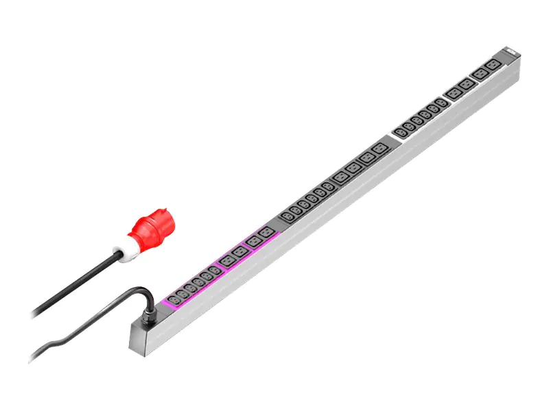 Rittal PDU Basic - Stromverteilungseinheit (Rack - einbaufähig) - Wechselstrom 400 V - 11 kW - 3 Phasen - Ausgangsanschlüsse: 30 (18 x IEC 60320 C13, 12 x IEC 60320 C19) - 0U - 3 m Schnur - für TS IT; VX IT