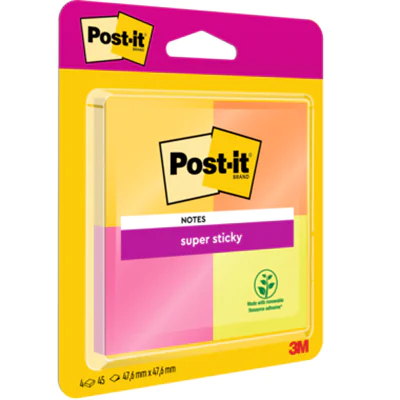 Post-it Haftnotiz Super Sticky 6910YPOG 48x48mm sort. 4 St./Pack. Post-it Haftnotiz Super Sticky 6910YPOG 48x48mm sort. 4 St./Pack.