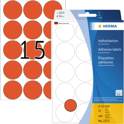 HERMA Markierungspunkt 2272 32mm rot 480 St./Pack. HERMA Markierungspunkt 2272 32mm rot 480 St./Pack.