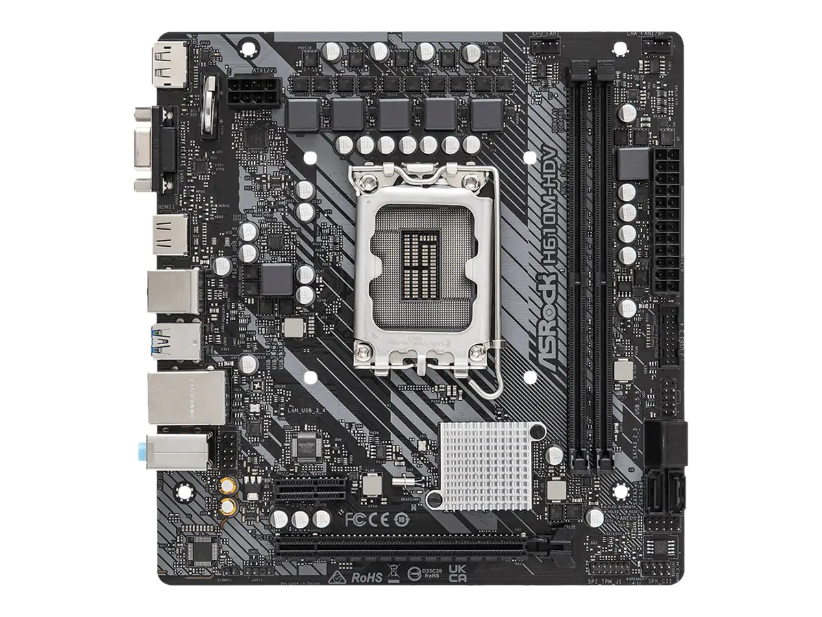 ASRock H610M-HDV - Motherboard - micro ATX - LGA1700-Sockel - H610 Chipsatz - USB 3.2 Gen 1 - Gigabit LAN - Onboard-Grafik (CPU erforderlich) - HD Audio (8-Kanal)