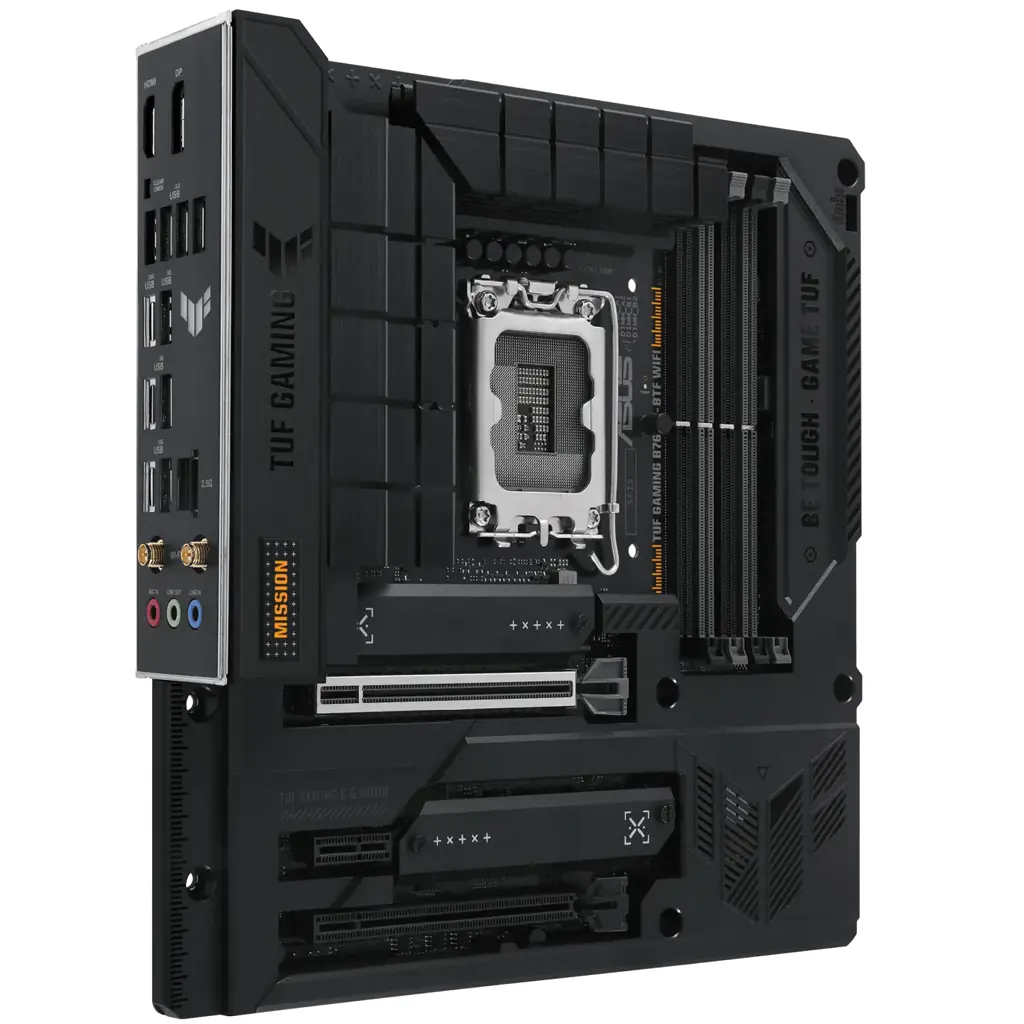 ASUS TUF GAMING B760M-BTF WIFI - Motherboard - micro ATX - LGA1700-Sockel - B760 Chipsatz - USB 3.2 Gen 1, USB 3.2 Gen 2, USB-C 3.2 Gen 2x2, USB-C 3.2 Gen 1 - 2.5 Gigabit LAN, Wi-Fi 6, Bluetooth - Onboard-Grafik (CPU erforderlich) - HD Audio (8-Kanal)