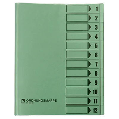 Bene Ordnungsmappe DIN A4 250g/m² Farbe: grün 12 Fächer Bene Ordnungsmappe DIN A4 250g/m² Farbe: grün 12 Fächer