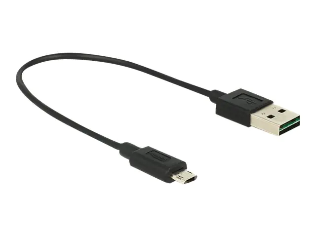 Delock - USB-Kabel - Micro-USB Typ B (M) bis USB (M) - USB 2.0 - 20 cm - umkehrbarer A-Stecker, umkehrbarer mikro B-Stecker - Schwarz
