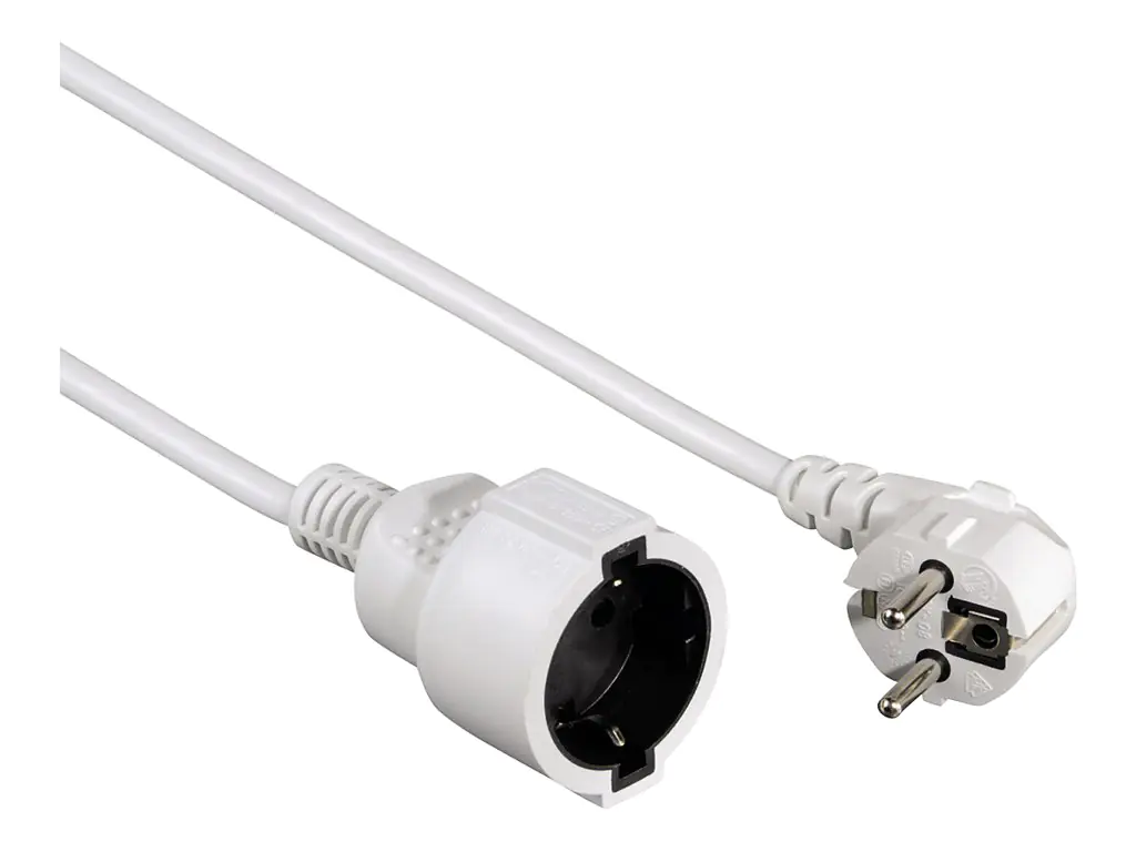 Hama Profi - Spannungsversorgungs-Verlängerungskabel - CEE 7/7 (W) zu CEE 7/7 (M) - 3 m - geformt - weiß