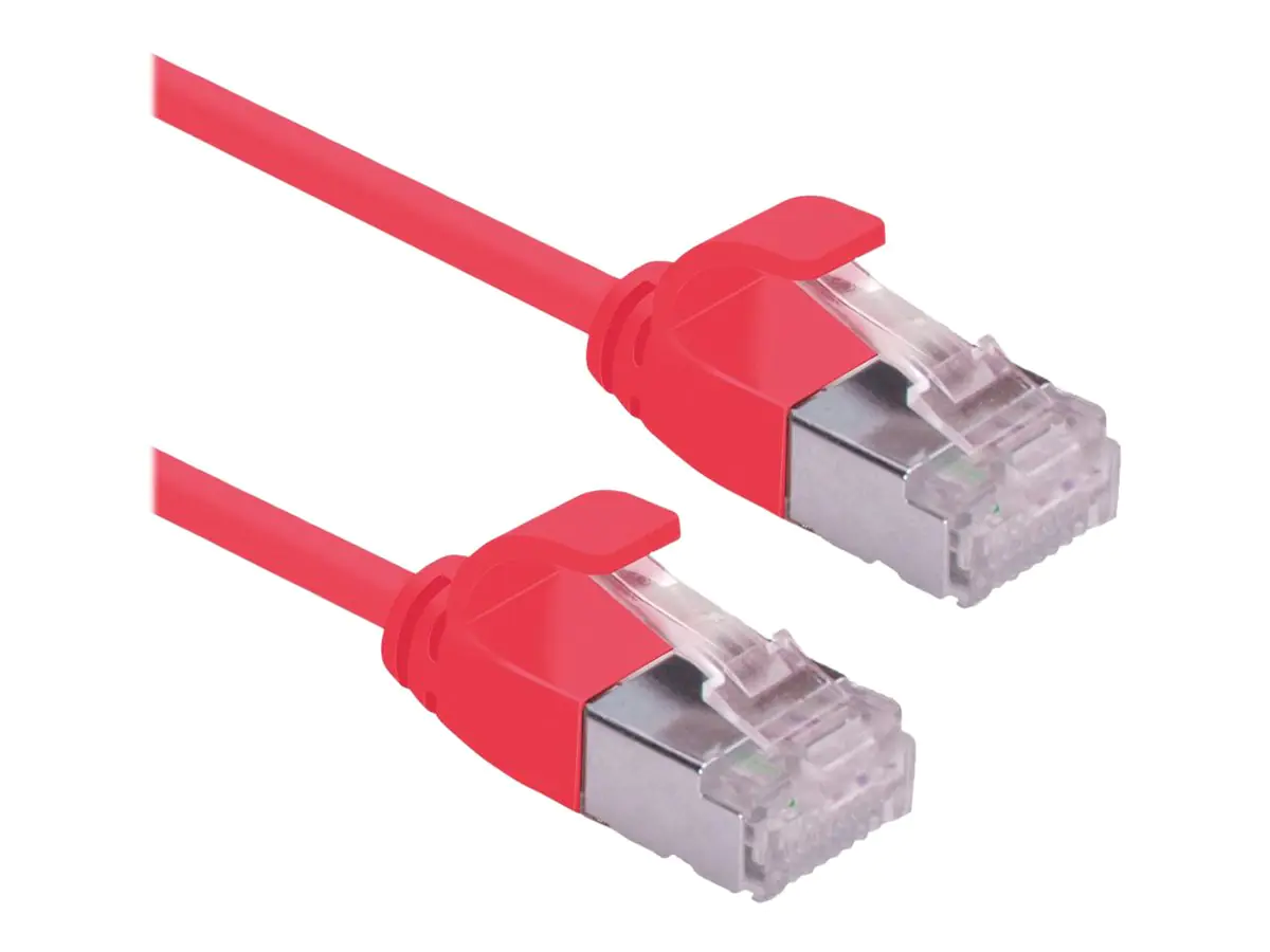 Roline DataCenter - Patch-Kabel - RJ-45 (M) zu RJ-45 (M) - 15 cm - 3.6 mm - U/FTP - CAT 6a - halogenfrei, geformt, ohne Haken, verseilt, 10 Gigabit Ethernet - Rot, Pantone 199C