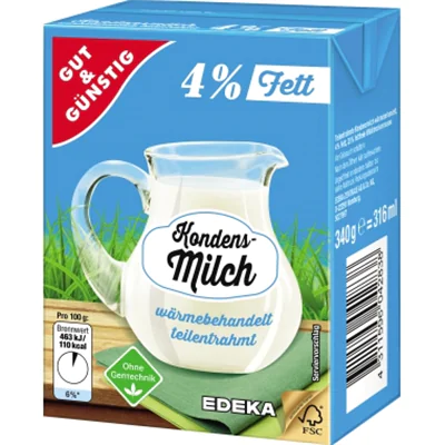 GUT GÜNSTIG Kondensmilch 278188/083935 4Prozent 340g GUT GÜNSTIG Kondensmilch 278188/083935 4Prozent 340g