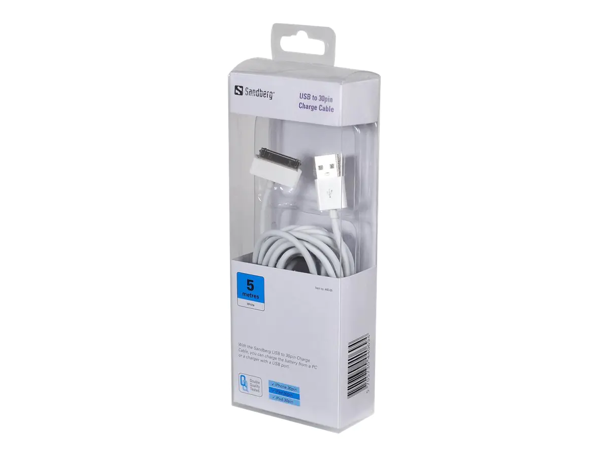 Sandberg - Kabel nur zum Laden - USB männlich zu Apple Dock männlich - 5 m - weiß - für Apple iPad/iPhone/iPod (Apple Dock)