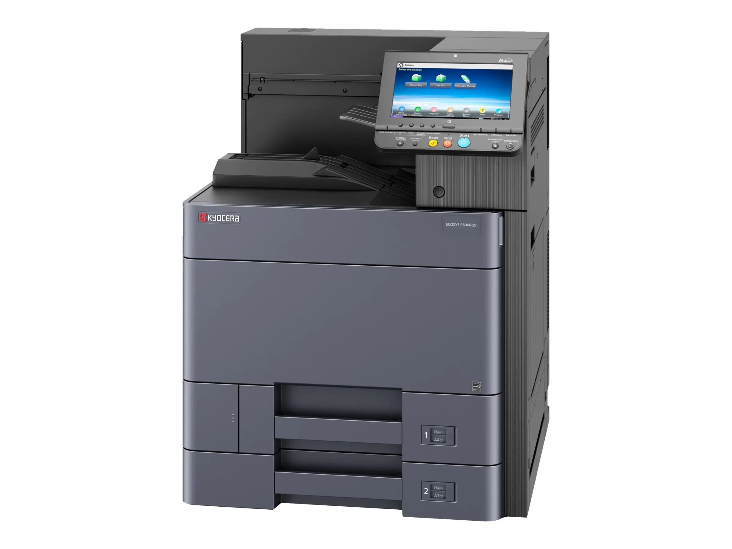 Kyocera ECOSYS P8060cdn - Drucker - Farbe - Duplex - Laser - A3 - 4800 x 1200 dpi - bis zu 60 Seiten/Min. (einfarbig)/ bis zu 55 Seiten/Min. (Farbe) - Kapazität: 1150 Blätter - USB 2.0, Gigabit LAN, USB 2.0-Host