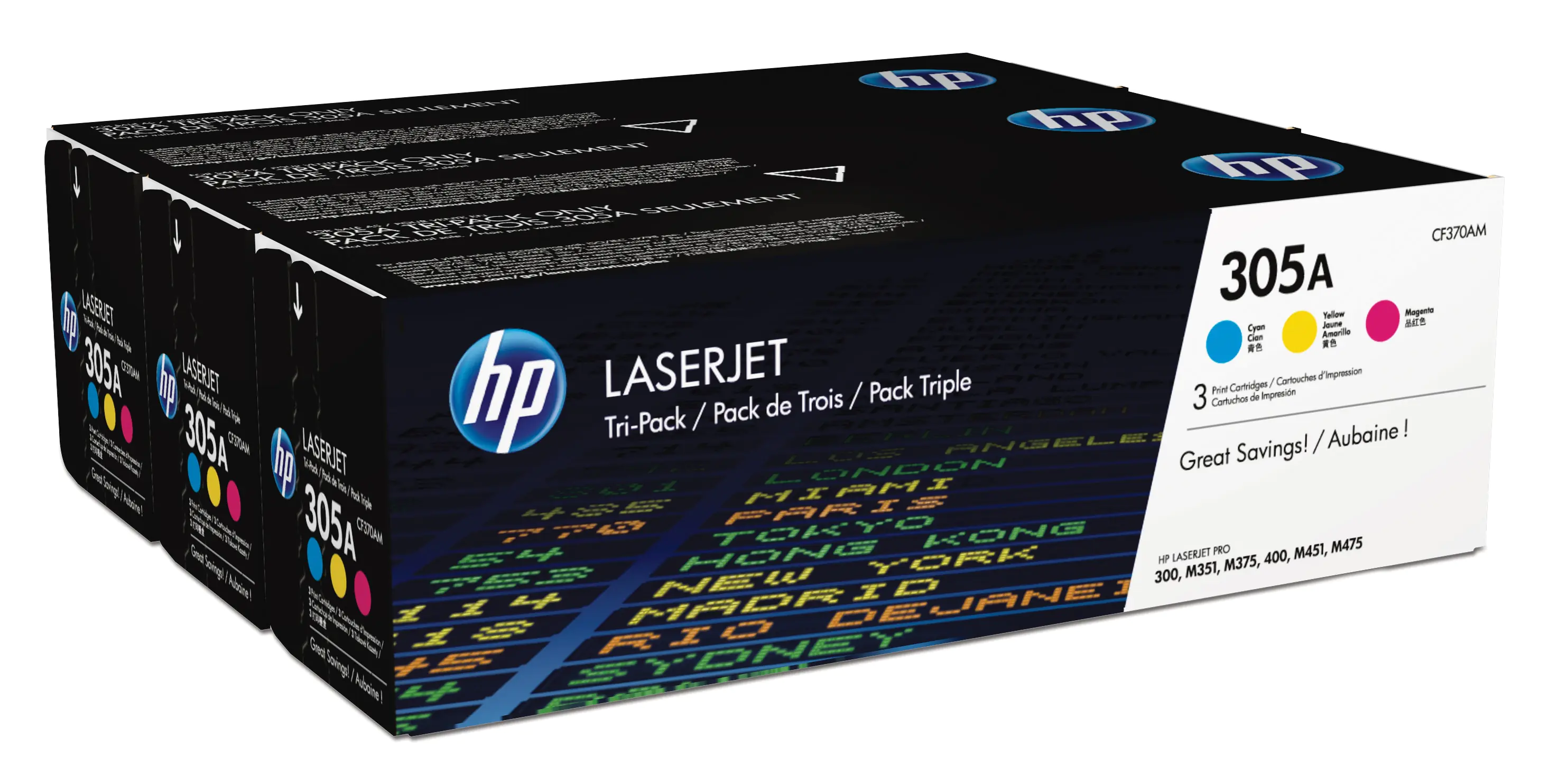HP 305A - 3er-Pack - Gelb, Cyan, Magenta - Original - LaserJet - Tonerpatrone (CF370AM) - für LaserJet Pro 300 M351, 400 M451, MFP M375, MFP M475 HP 305A - 3er-Pack - Gelb, Cyan, Magenta - Original - LaserJet - Tonerpatrone (CF370AM) - für LaserJet Pro 300 M351, 400 M451, MFP M375, MFP M475