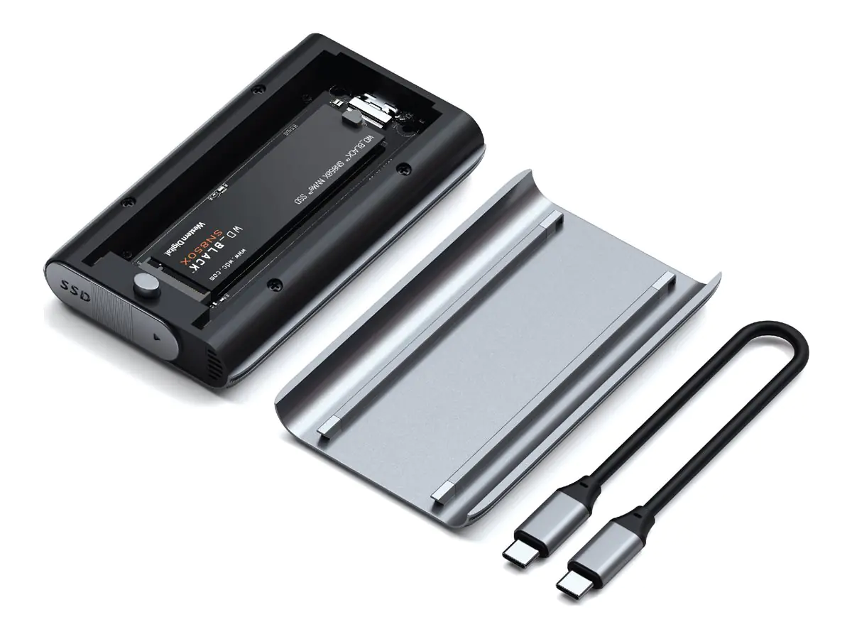 Satechi USB4 NVMe SSD Pro - SSD-Gehäuse - M.2 - 40 Gbit/s - USB Anschluss - Grau - Transparent